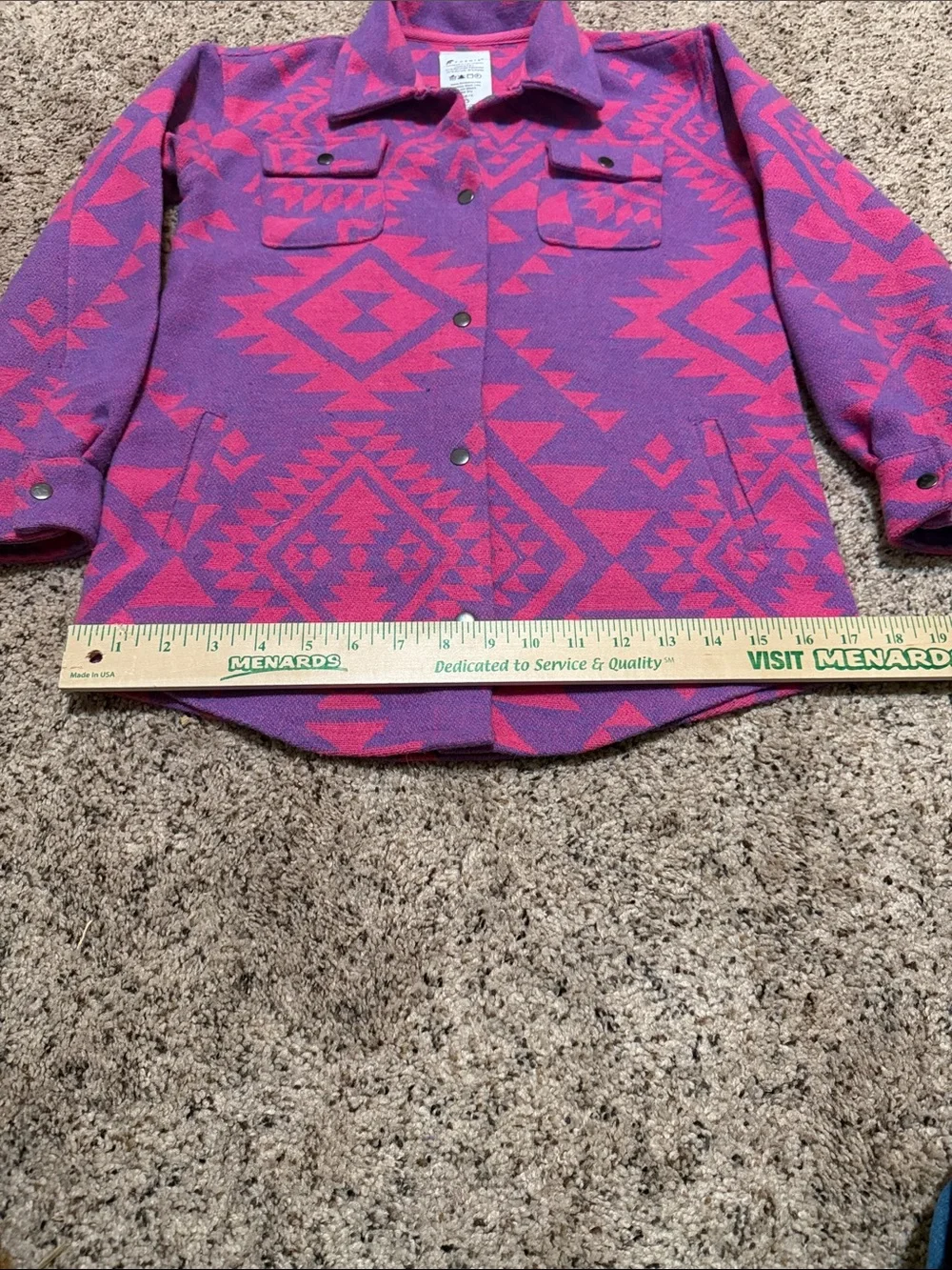 Girls Purple & Pink Aztec Snap-Front Shacket, Jacket